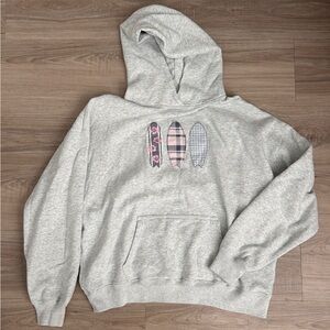 Hollister Heather Gray Hoodie with Surfboard Design
